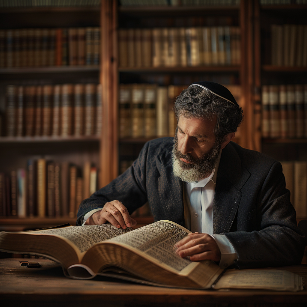 danielsidar_A_Jewish_man_studying_Torah_sitting_at_a_wooden_tab_a621a5c4-87cf-4508-b75b-f0000b27cfb2